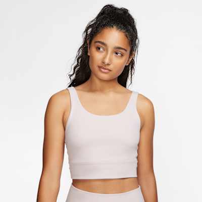 nike yoga luxe crop top in blue grey