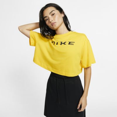 nike black short sleeve crop top