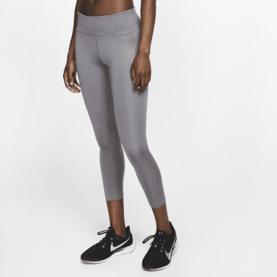 Nike Running Womens Cropped Leggings XL Gray Dri Fit Mesh Inserts