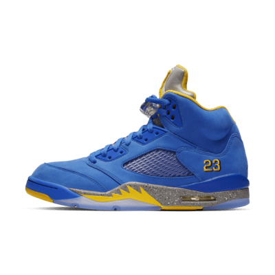 jordan 5 white blue and yellow