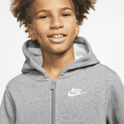 Sudadera con gorro de cierre completo para niño talla grande Nike Sportswear Club