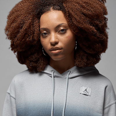 Sudadera sin cierre con gorro forrado de satén para mujer Jordan Flight Fleece