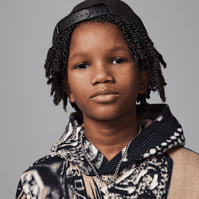 Sudadera con gorro sin cierre estampada de tejido Fleece para niños talla grande Jordan MVP