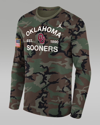 Мужская футболка Oklahoma 2025 Military Appreciation Legend Jordan Brand Dri-FIT College Long-Sleeve
