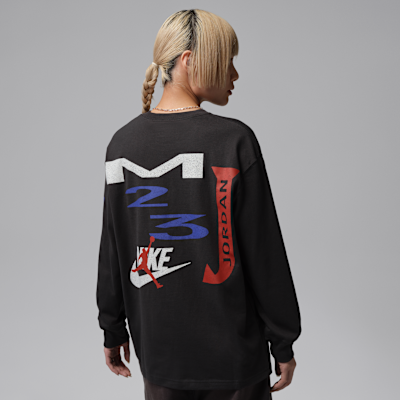 조던 플라이트 여성 오버사이즈 긴팔 티셔츠