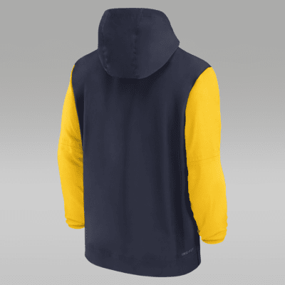 Michigan Wolverines Sideline Pre-Game Player Men's Jordan College 1/2-Zip Hooded Jacket