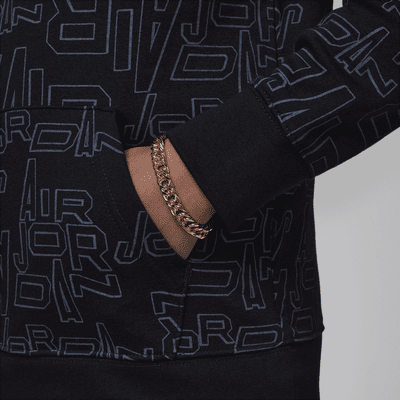 Jordan Take Flight Black and Gold Printed Pullover Big Kids Hoodie