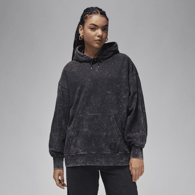 Jordan Flight Fleece Sudadera con capucha con efecto lavado y forro de satén - Mujer