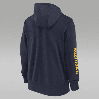 Sudadera con gorro universitaria Jordan de cierre completo para hombre Michigan Wolverines Sideline Team Issue