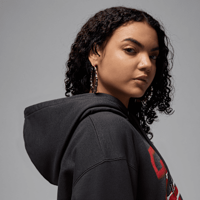 Sudadera con gorro con forro de satén corta para mujer Jordan Flight Fleece