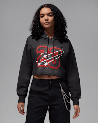 Женское худи Jordan Flight Fleece Cropped Satin-Lined Hoodie