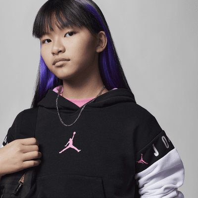 Sudadera con gorro sin cierre para niños talla grande Jordan Holiday Shine Glitter 