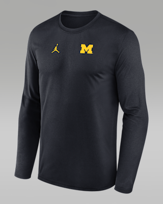 Мужская футболка Michigan Sideline Legend Small Logo Jordan Brand Dri-FIT College Long-Sleeve
