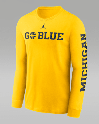 Мужская футболка Michigan Wolverines Basketball Icon Jordan College Long-Sleeve для баскетбола