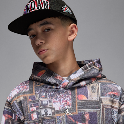 Jordan Big Kids' Brooklyn Printed Fleece Pullover Hoodie