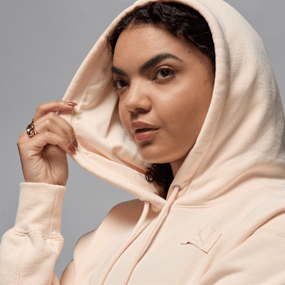 Sudadera sin cierre con gorro forrado de satén para mujer Jordan Flight Fleece