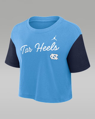 Женская футболка North Carolina Script Jordan Brand Dri-FIT College Cropped