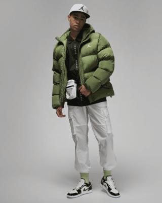Puffer green jacket men clearance