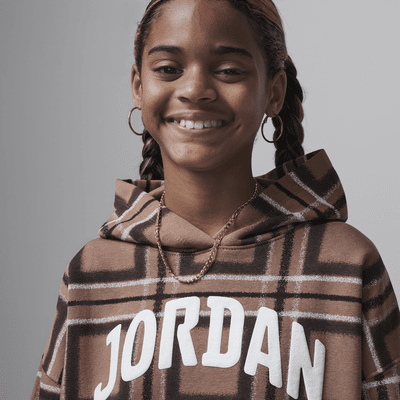 Sudadera con gorro sin cierre con estampado a cuadros para niños talla grande Jordan Brooklyn Essentials