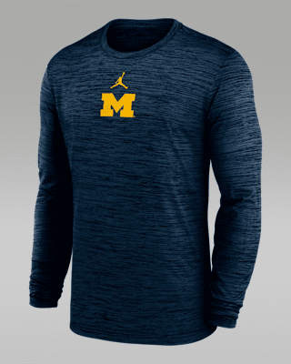 Мужская футболка Michigan Sideline Velocity Jordan Brand Dri-FIT College Long-Sleeve