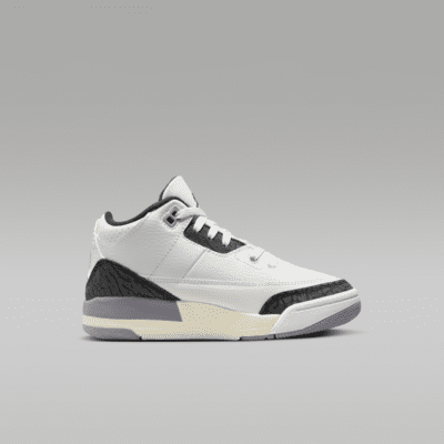 Tenis para niños de preescolar Jordan 3 Retro "Cement Gray"