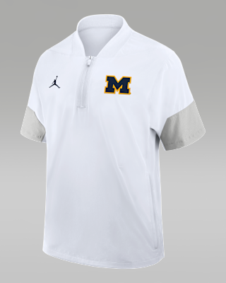 Мужская куртка Michigan Sideline Coach Nike Jordan Brand 1/2-Zip Short-Sleeve