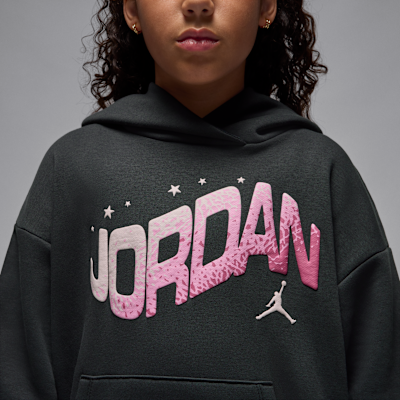Sudadera con gorro sin cierre de satén oversized para niños talla grande Jordan Jumpman Club