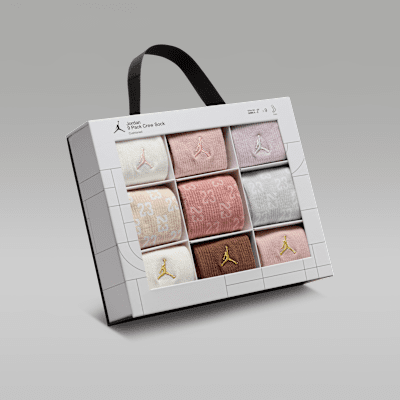 Jordan cadeauverpakking voor de feestdagen met crewsokken voor kids (9 paar)