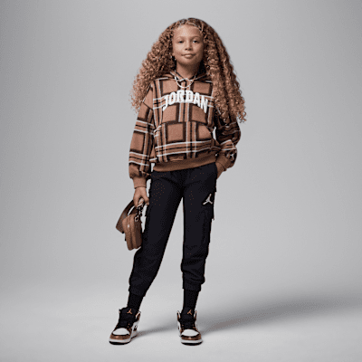 Sudadera con gorro sin cierre con estampado a cuadros para niños talla pequeña Jordan Brooklyn Essentials