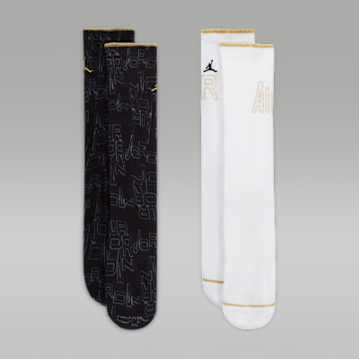 Jordan Black and Gold Crew Socks (2 Pairs) Big Kids Socks