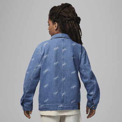 Chamarra de denim para niños talla grande Jordan Flight Heritage