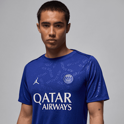 Haut de foot d'avant-match à manches courtes Jordan Dri-FIT Paris Saint-Germain Academy Pro 4e tenue pour homme