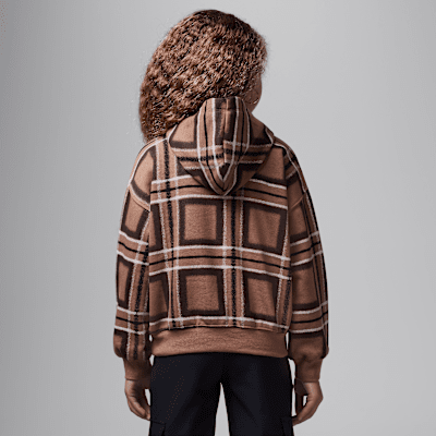Sudadera con gorro sin cierre con estampado a cuadros para niños talla pequeña Jordan Brooklyn Essentials