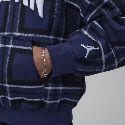 Sudadera con gorro sin cierre con estampado a cuadros para niños talla grande Jordan Brooklyn Essentials