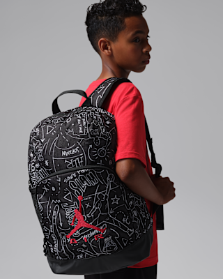 nike boy air jordan iso backpack Lunch Grade-School Side mesh pocket allows convenient storage for a water bottle Nike Kids Red Air Jordan