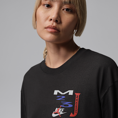 조던 플라이트 여성 오버사이즈 긴팔 티셔츠