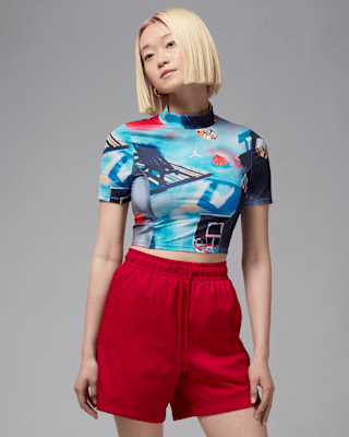 Женские шорты Jordan Printed Short-Sleeve Knit Crop Top