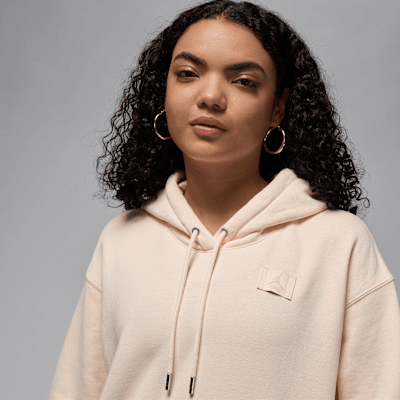 Sudadera sin cierre con gorro forrado de satén para mujer Jordan Flight Fleece