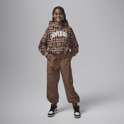Sudadera con gorro sin cierre con estampado a cuadros para niños talla grande Jordan Brooklyn Essentials