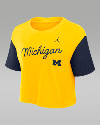 Женская футболка Michigan Script Jordan Brand Dri-FIT College Cropped
