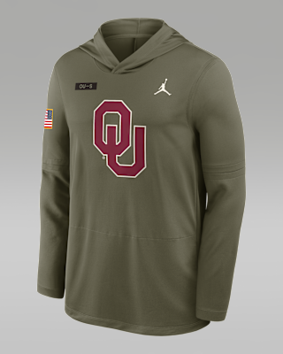 Мужские  Oklahoma 2025 Military Appreciation Jordan Brand Dri-FIT College Long-Sleeve Hooded Top