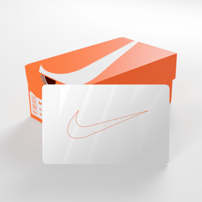 La tarjeta de regalo Nike se envía por correo en una minicaja de tenis Nike