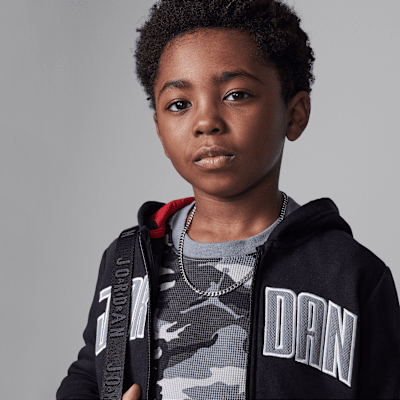 Ensemble deux pièces en Fleece avec sweat à capuche, zip et poche cousue Jordan pour enfant