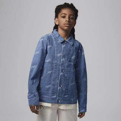 Chamarra de denim para niños talla grande Jordan Flight Heritage