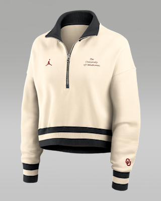 Женские  Oklahoma Legacy Jordan Brand College Cropped 1/4-Zip Crew