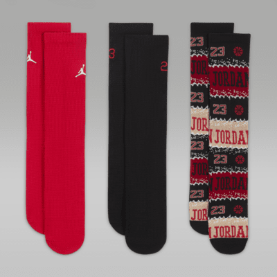 Calcetines para niños talla grande Jordan MJ Holiday Crew Socks (3 pares)