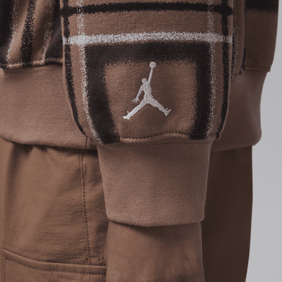 Sudadera con gorro sin cierre con estampado a cuadros para niños talla grande Jordan Brooklyn Essentials