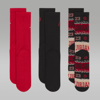 Calcetines para niños talla grande Jordan MJ Holiday Crew Socks (3 pares)