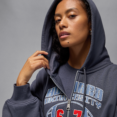 Jordan Flight Fleece x Howard University Women's Full-Zip Cropped Hoodie
