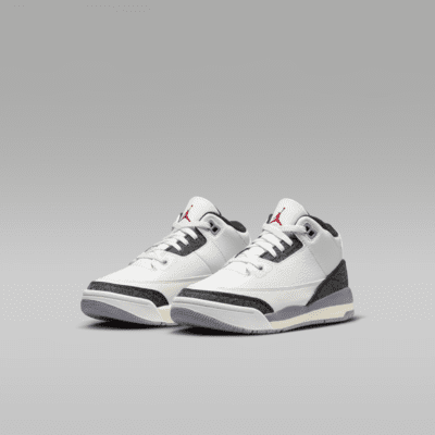 Tenis para niños de preescolar Jordan 3 Retro "Cement Gray"